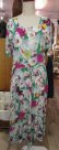 画像3: 40〜50年代サックス×グリーン×ピンクお花＆蝶々柄スクエアネック半袖ドレス (3)