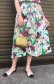 画像2: 40〜50年代サックス×グリーン×ピンクお花＆蝶々柄スクエアネック半袖ドレス (2)