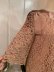 画像6: 50〜60年代ピンクベージュ総レースサテンりぼん付きスカラップフレアスリーブ五分袖スモッグドレス