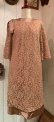 画像3: 50〜60年代ピンクベージュ総レースサテンりぼん付きスカラップフレアスリーブ五分袖スモッグドレス