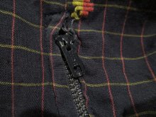 他の写真1: 50〜60年代ブラック×イエロー×ピンクチェック柄＆幾何学刺繍ラウンドネックポケット付き半袖ドレス