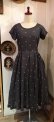 画像6: 50〜60年代ブラック×イエロー×ピンクチェック柄＆幾何学刺繍ラウンドネックポケット付き半袖ドレス