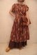 画像1: 50〜60年代ブラウン×テラコッタアーガイル柄スカラップスリーブ半袖ドレス (1)