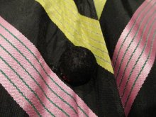 他の写真2: 50〜60年代ブラック×カラフルストライプベロア切替ポケット付きペプラムドルマンスリーブ七分袖シャツ