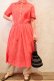 画像3: 50〜60年代ブラッドオレンジ無地ピンタッグハーフボタン半袖シャツ型ドレス