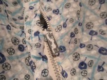 他の写真1: 50〜60年代ホワイト×サックス×ブルー小花柄ワッフルシフォンサーキュラースカート半袖シースルードレス