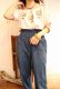 画像3: 30年代〜40年代ホワイト×レッド×ブルー人刺繍リボン付きスクエアネック半袖チュニック