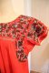 画像1: レッド×ピンク×サックスサンアントニーノ刺繍半袖メキシカンドレス (1)