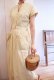 画像1: 50〜60年代レモンイエロー×ホワイトギンガムチェック柄ハーフボタンポケット付き半袖ドレス (1)