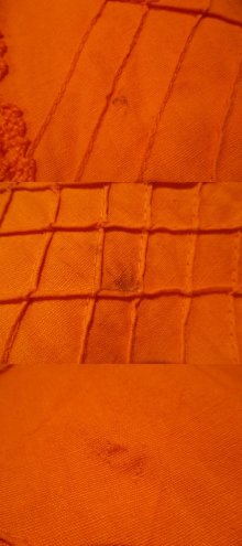 他の写真3: 60〜70年代オレンジクロシェットレーススクエアネックフレアスリーブ五分袖ロングドレス