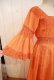 画像9: 60〜70年代オレンジクロシェットレーススクエアネックフレアスリーブ五分袖ロングドレス