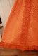 画像11: 60〜70年代オレンジクロシェットレーススクエアネックフレアスリーブ五分袖ロングドレス