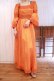 画像2: 60〜70年代オレンジクロシェットレーススクエアネックフレアスリーブ五分袖ロングドレス (2)