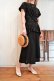画像3: 50〜60年代ブラック無地ラメ付きペプラムクルーネック半袖ドレス