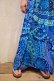 画像5: 70年代サックス×ブルー×ホワイト花柄ウエストリボン付きノースリーブハワイアンロングドレス