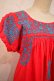 画像11: レッド×ブルーサンアントニーノ刺繍メキシカン半袖ドレス