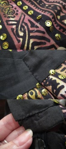 他の写真3: 50〜60年代ブラウン×ブラックエスニック柄スパンコール付きサーキュラースカート