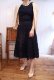 画像1: 50〜60年代ネイビーテープ編みペチコート付きノースリーブドレス (1)