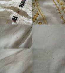 他の写真1: ”antique”ホワイト×イエロー刺繍入りスクエアネック長袖リネンドレス