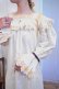 画像18: ”antique”ホワイト×イエロー刺繍入りスクエアネック長袖リネンドレス