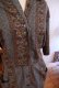 画像12: 50〜60年代サックスブルー×ブラウンストライプ＆花柄ポケット付き開襟五分袖ドレス (12)