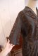 画像10: 50〜60年代サックスブルー×ブラウンストライプ＆花柄ポケット付き開襟五分袖ドレス