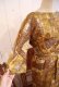 画像10: 50〜60年代マスタードイエロー×ブラウン水彩画風七分袖ドレス (10)