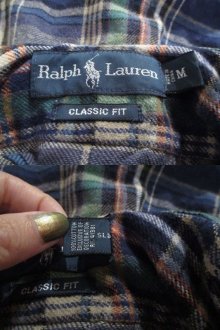 他の写真2: ”Ralph Lauren”ブルー×グリーン×ホワイトチェックワンポイント刺繍ボタンダウン長袖シャツ