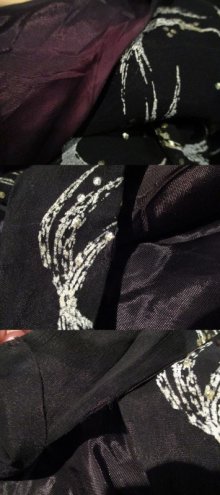 他の写真2: 50〜60年代ブラック×ホワイトフェザー風ペイントラメ入りノースリーブドレス