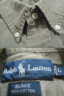 他の写真1: ”Ralph Lauren”グレー無地ボタンダウン長袖コットンシャツ