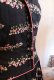 画像11: 50年代ブラック×ピンク花柄パイピング開襟半袖ドレス