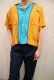画像5: 50〜60年代オレンジイエロー×ターコイズブルーロゴプリントチェーン刺繍ポケット付き開襟半袖ボーリングシャツ
