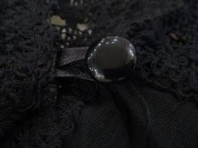 他の写真1: ブラックかぎ編み切替リボン＆ポケット付き七分袖カーディガン