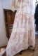 画像13: 70年代クリーム×ピンクシャーリングリボン付きフレアスリーブ七分袖ロングドレス