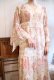 画像3: 70年代クリーム×ピンクシャーリングリボン付きフレアスリーブ七分袖ロングドレス