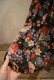 画像12: 70年代ブラック×ベージュ花柄スクエアネックノースリーブガーゼドレス