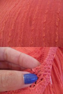 他の写真3: オレンジレッドかぎ編み切替Vネック五分袖ギリシャドレス