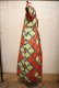 画像8: オレンジレッド×ライムグリーン×ネイビーなみなみ柄ラウンドネック半袖アフリカンバティックドレス