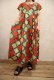 画像4: オレンジレッド×ライムグリーン×ネイビーなみなみ柄ラウンドネック半袖アフリカンバティックドレス