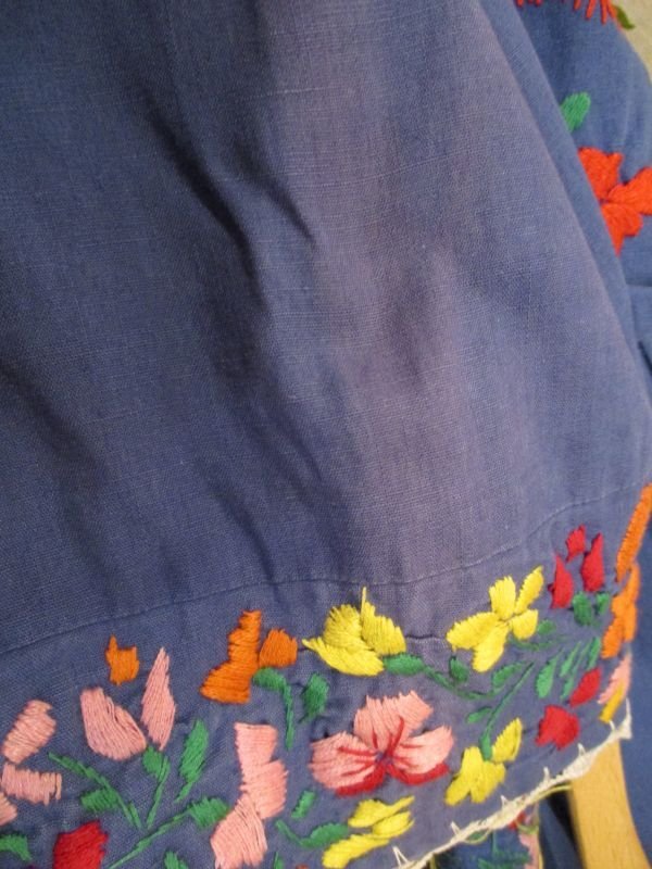 画像5: ブルー×レッド×オレンジサンアントニーノ刺繍長袖ロングドレス