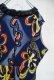 画像9: ブルー×オレンジ×イエロー花柄フリルUネックノースリーブアフリカンバティックドレス
