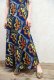 画像4: ブルー×オレンジ×イエロー花柄フリルUネックノースリーブアフリカンバティックドレス
