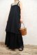 画像2: ”antique”ブラック刺繍入り後染めスクエアネックキャミソールナイティドレス (2)