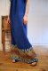 画像5: 70年代ブルー×カラフルグアテマラ刺繡ラウンドネックパフスリーブ半袖ドレス