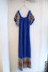 画像12: 70年代ブルー×カラフルグアテマラ刺繡ラウンドネックパフスリーブ半袖ドレス