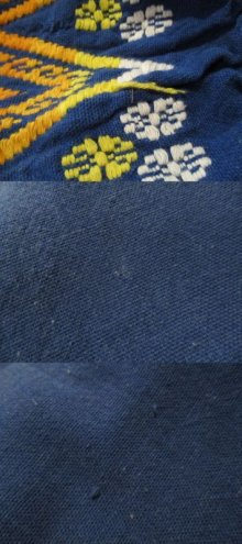 他の写真2: 70年代ブルー×カラフルグアテマラ刺繡ラウンドネックパフスリーブ半袖ドレス