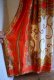 画像12: 70年代オレンジ×ゴールド×ホワイトオリエンタル柄シャーリング切替ラウンドネックデザインスリーブ半袖スカーフリメイクドレス