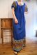 画像2: 70年代ブルー×カラフルグアテマラ刺繡ラウンドネックパフスリーブ半袖ドレス (2)