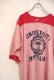 画像4: ピンク×ネイビーカレッジプリント染み込みクルーネック半袖フットボールTシャツ