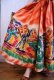 画像5: 50〜60年代オレンジ×グリーン×カラフル人＆動物柄スパンコール付きハンドペイントメキシカンサーキュラースカート